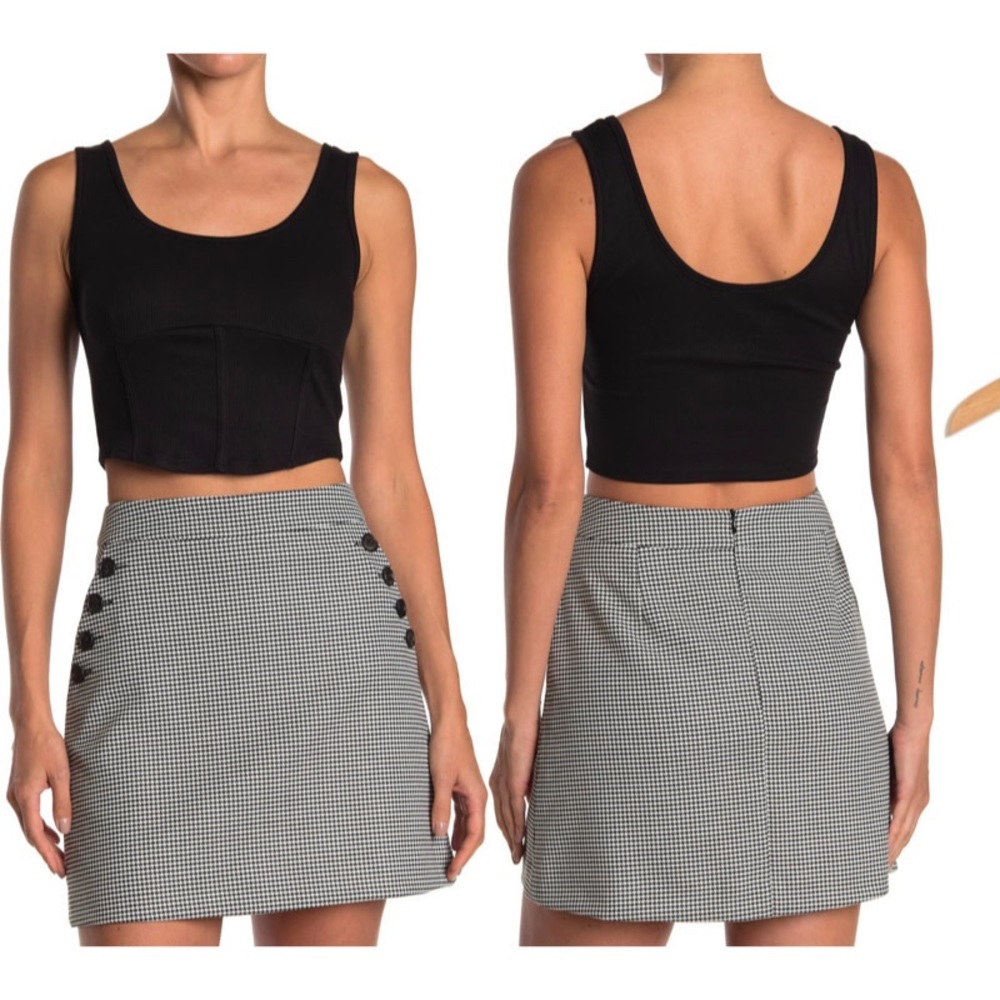 KNOWONECARES Ribbed Corset Crop Tank Top